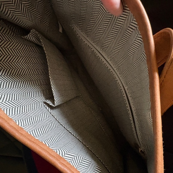 Brown Crossbody Bag with Striped Adjustable Strap - Picture 9 of 10